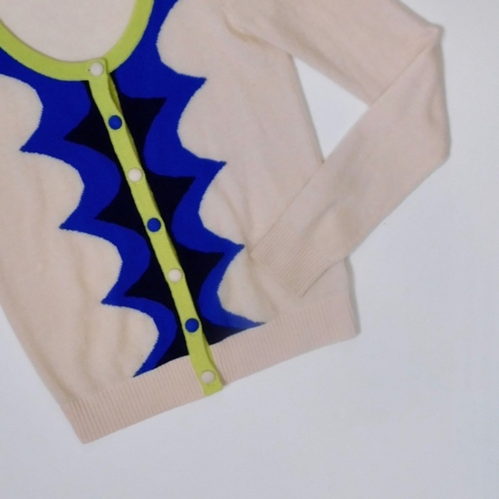 RARE!! Anthropologie HWR Monogram 100% Cashmere Scalloped Cardigan Sweater Small - Picture 4 of 10